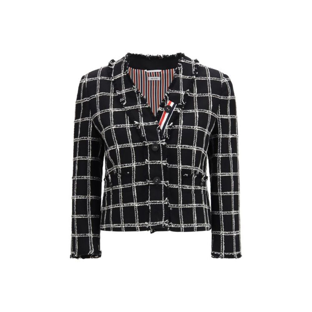 Thom Browne Women Checked Tweed Cardigan Jacket